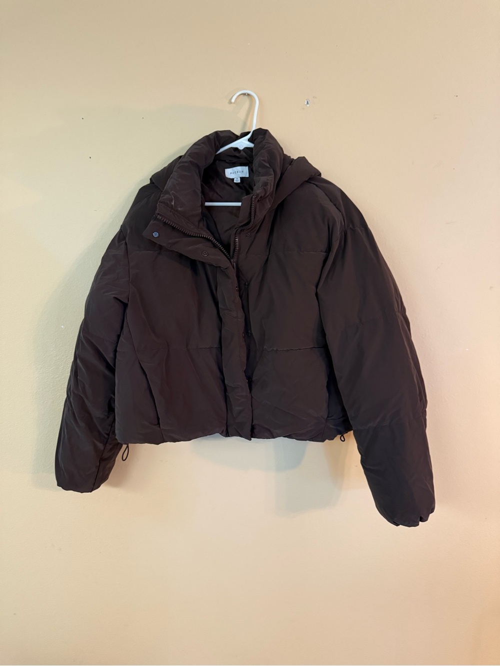 PacSun Cropped Puffer Jacket - Dark Brown